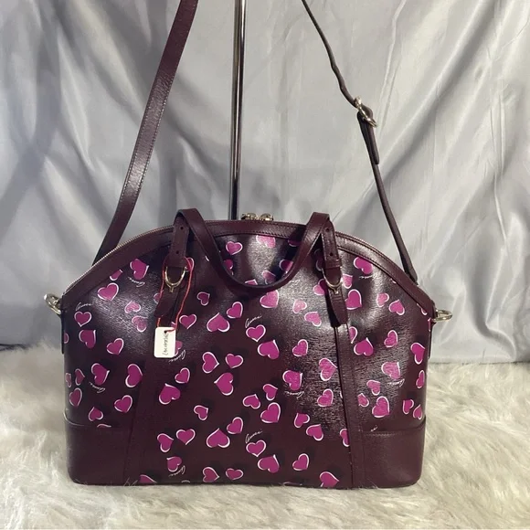 GUCCI Purple Calfskin Heartbeat Print Nice Dome ULTRA RARE Satchel Shoulder Bag - Picture 15 of 15